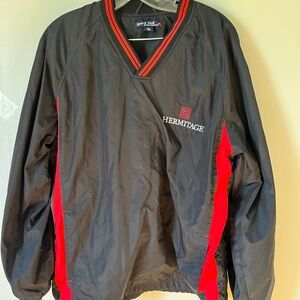 Sport tek mens med  - logo hermitage black and red wind shirt